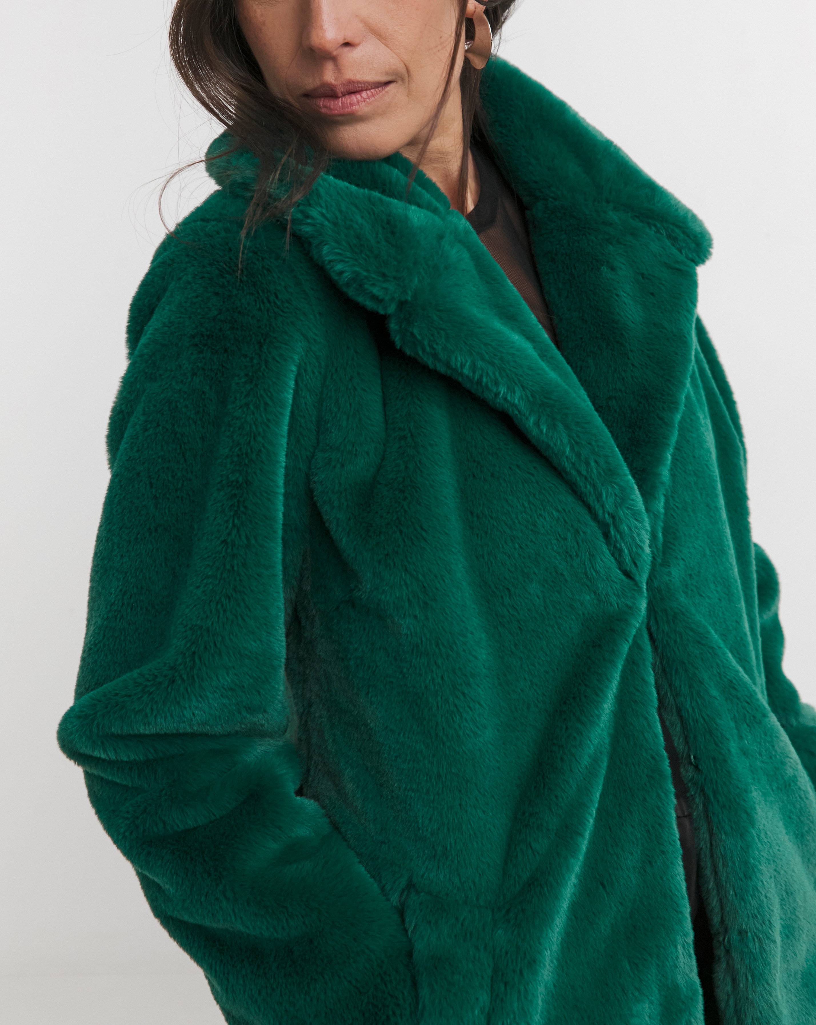 Green Plush Faux Fur Coat JD Williams