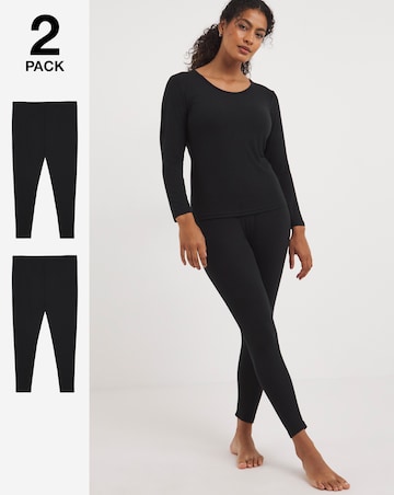 2 Pack Thermal Leggings - Black