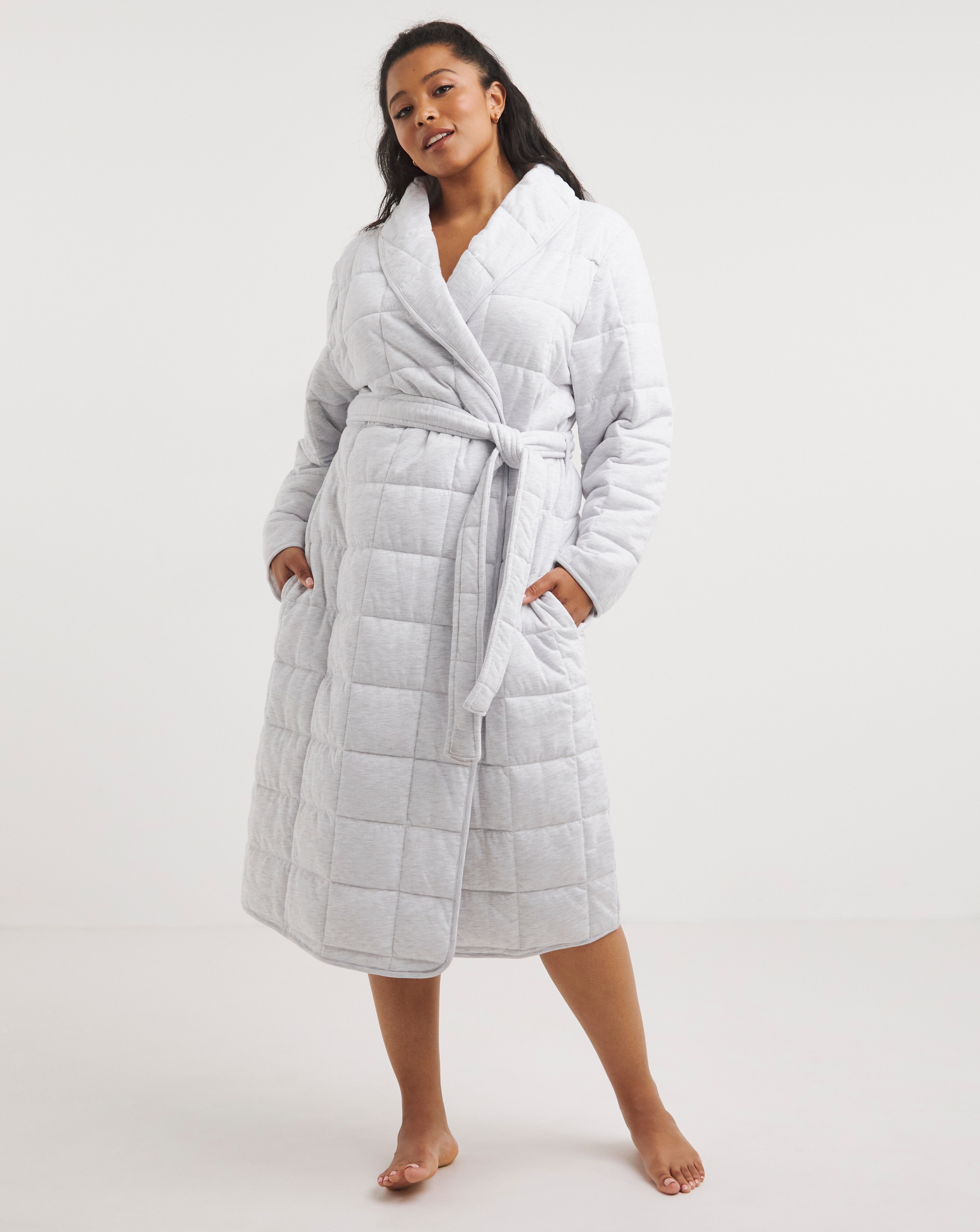 Figleaves Luxury Quilted Long Dressing Gown JD Williams