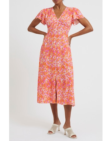 French Connection Cass Delphine V Neck Midi Dress