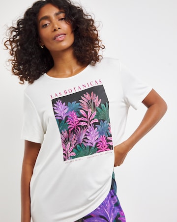 Floral Print Graphic Tee Pyjama Set