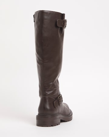 Eden Buckle Detail Knee High Boots Extra Wide EEE Fit Super Curvy Calf