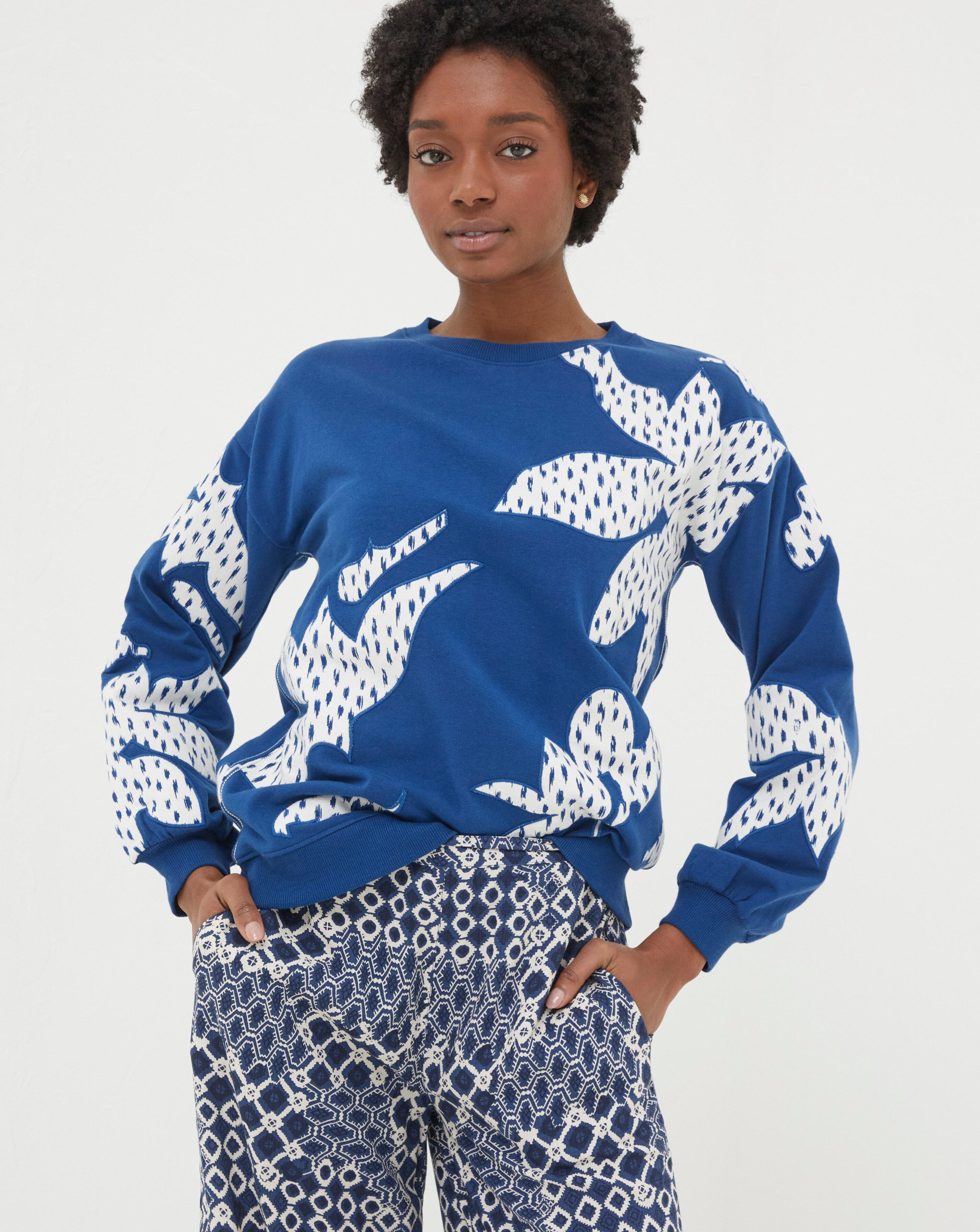 FatFace Alex Textured Leaves Crew Sweatshirt JD Williams