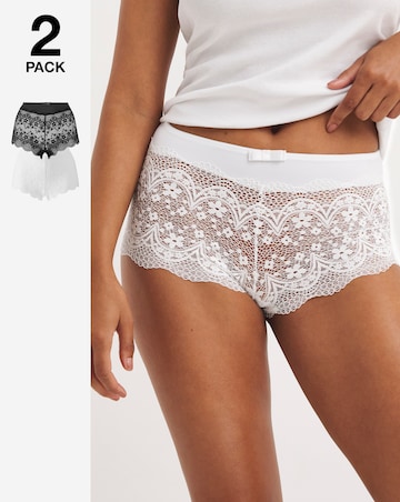 Pretty Secrets 2 Pack Lottie Lace Briefs - Black/White