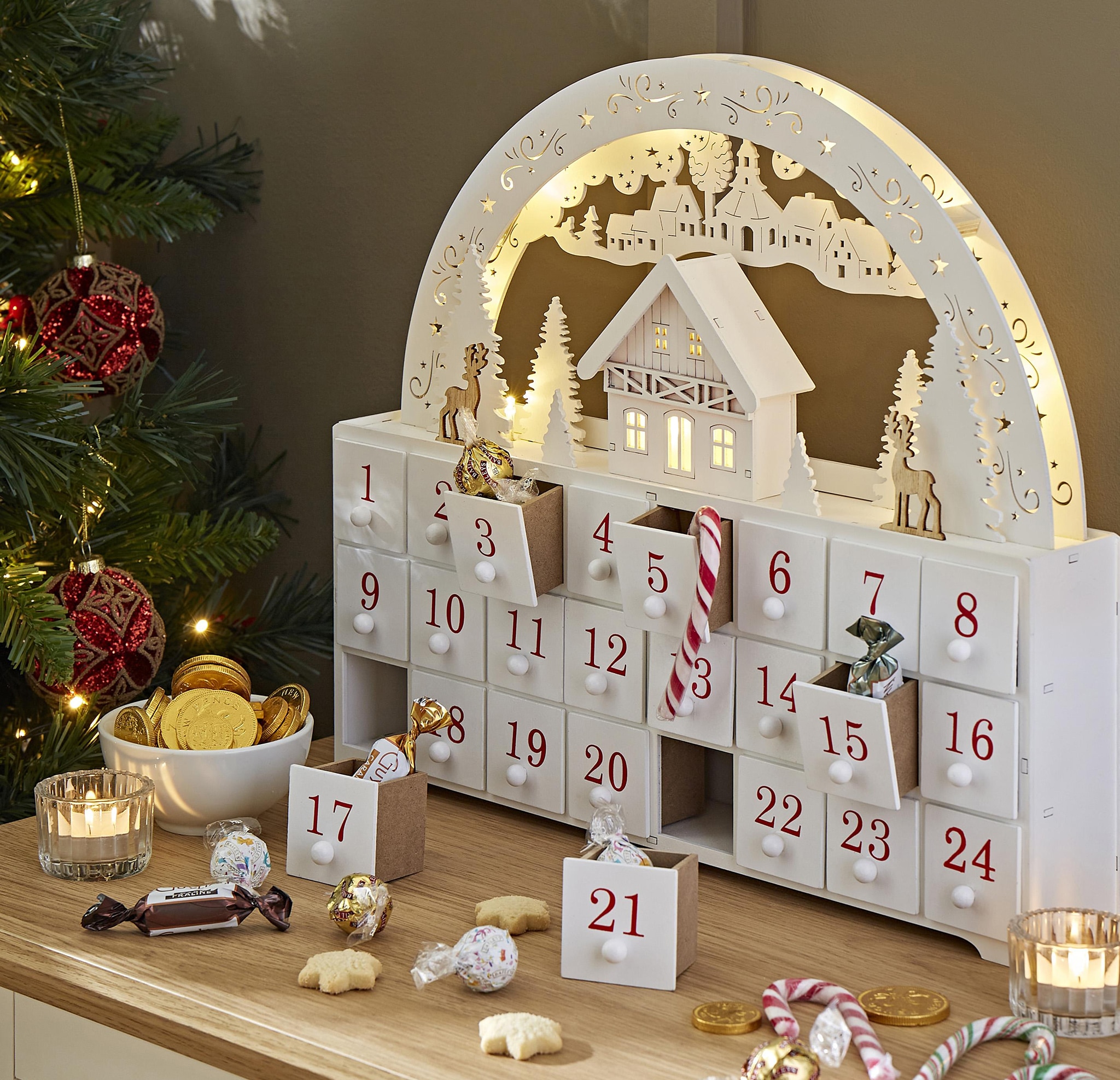 Advent calendar with lights