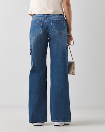 Blue Classic Cargo Wide Leg Jeans