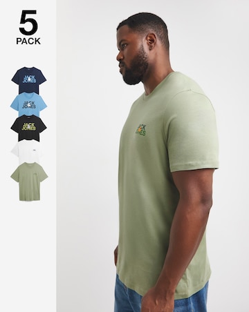 Jack & Jones 5 Pack Crew Neck T-Shirt