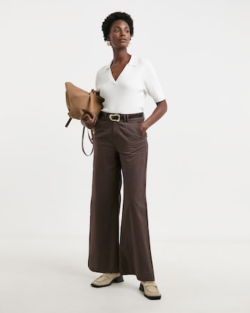 Chocolate Stretch Wide Leg Chino Trouser