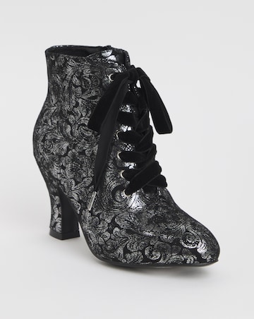 Joe Browns Velvet Printed Lace Up Bootie Wide Fit