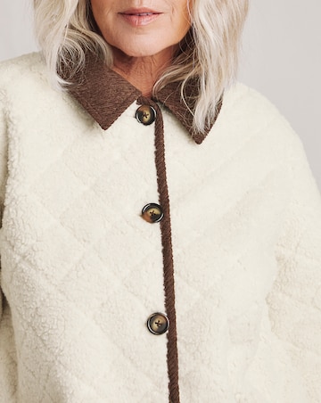 Julipa Cream Diamond Quilted Borg Jacket