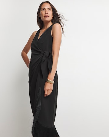 Joanna Hope Wrap Dress With Fringing