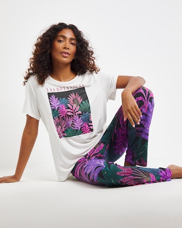 Floral Print Graphic Tee Pyjama Set