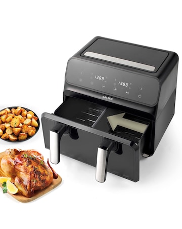 Salter EK5728 8L Dual Air Fryer with Optional Compartment Divider