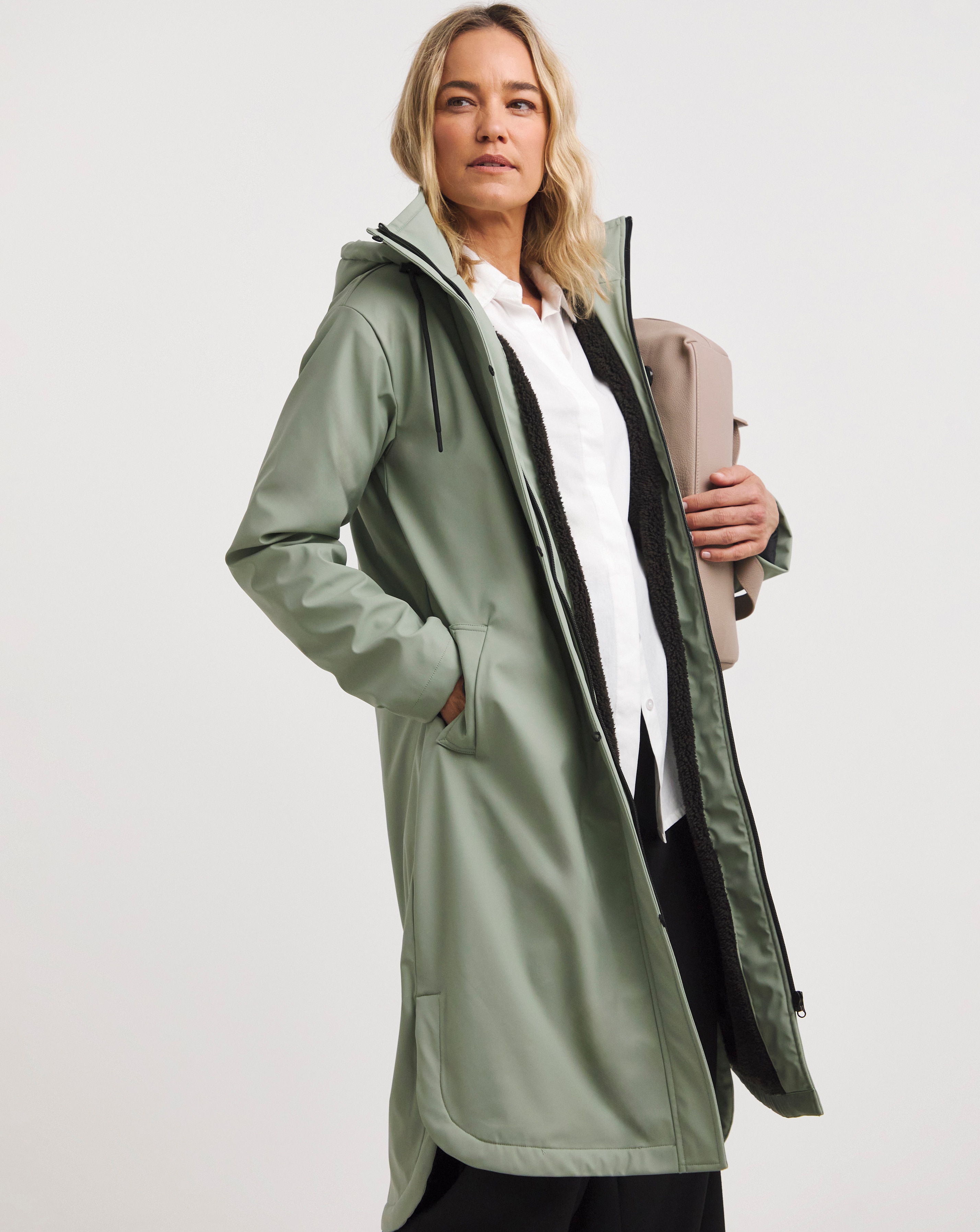 Green fashion ladies raincoat