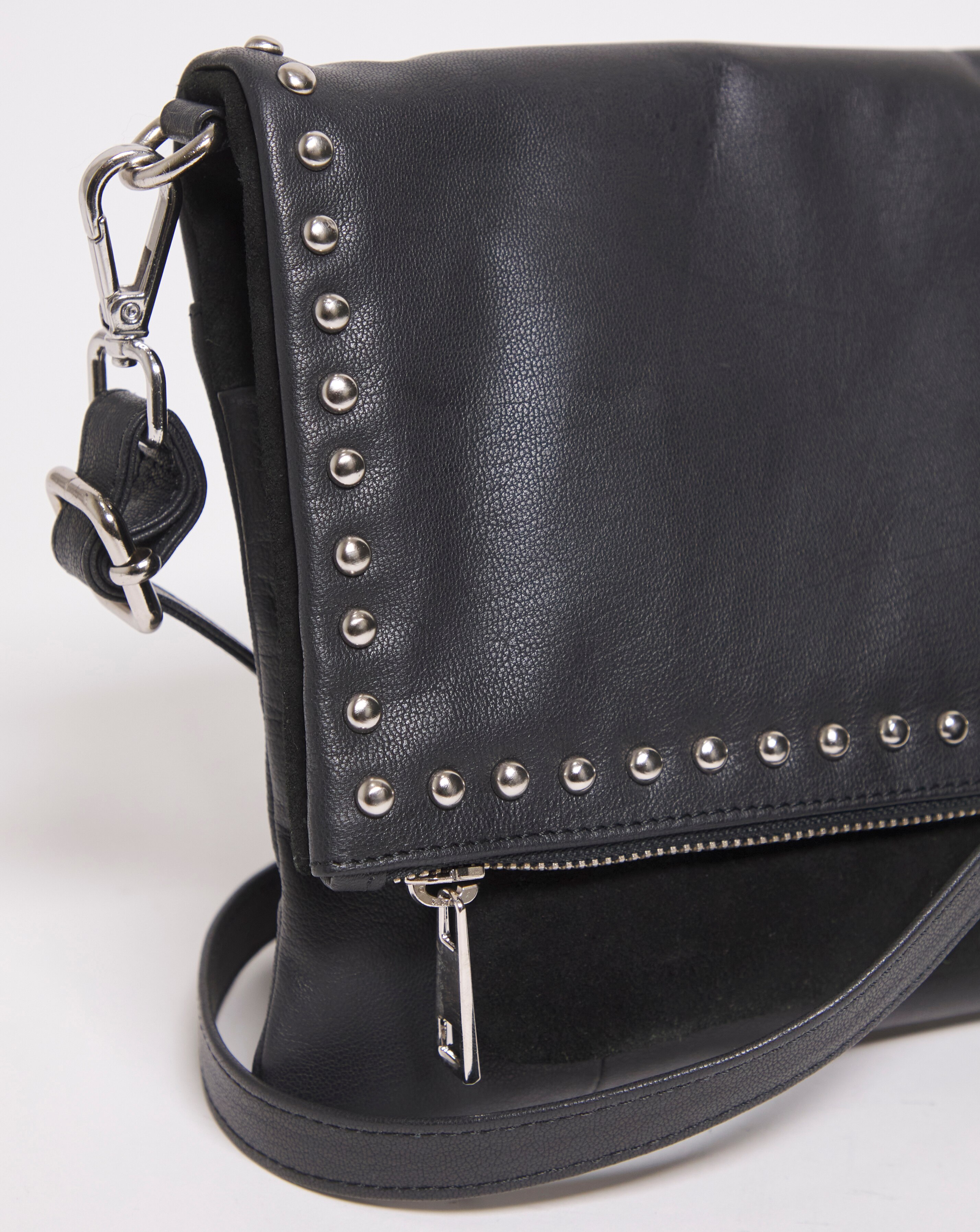 Black studded leather bag hotsell