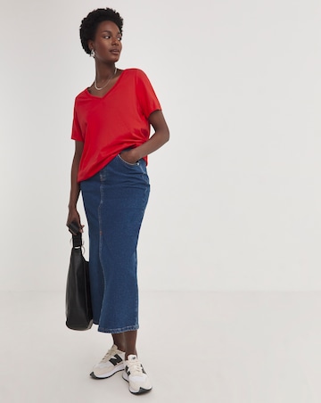 Red Short Sleeve Bubble Hem Top