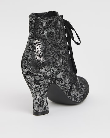 Joe Browns Velvet Printed Lace Up Bootie Wide Fit