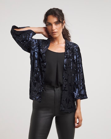 Navy Velvet Sequin Kimono