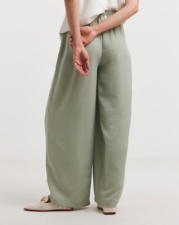 Soft Green Herringbone Wide Leg Trouser