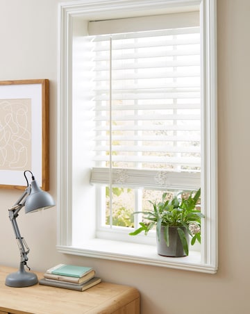 Faux Wood Venetian Blinds White 50mm Slats