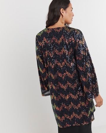 Zig Zag Sequin Longline Cardi