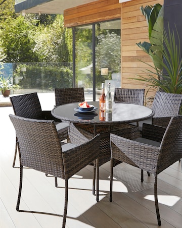 Cadiz Rattan 6 Seater Circular Rattan Dining Set