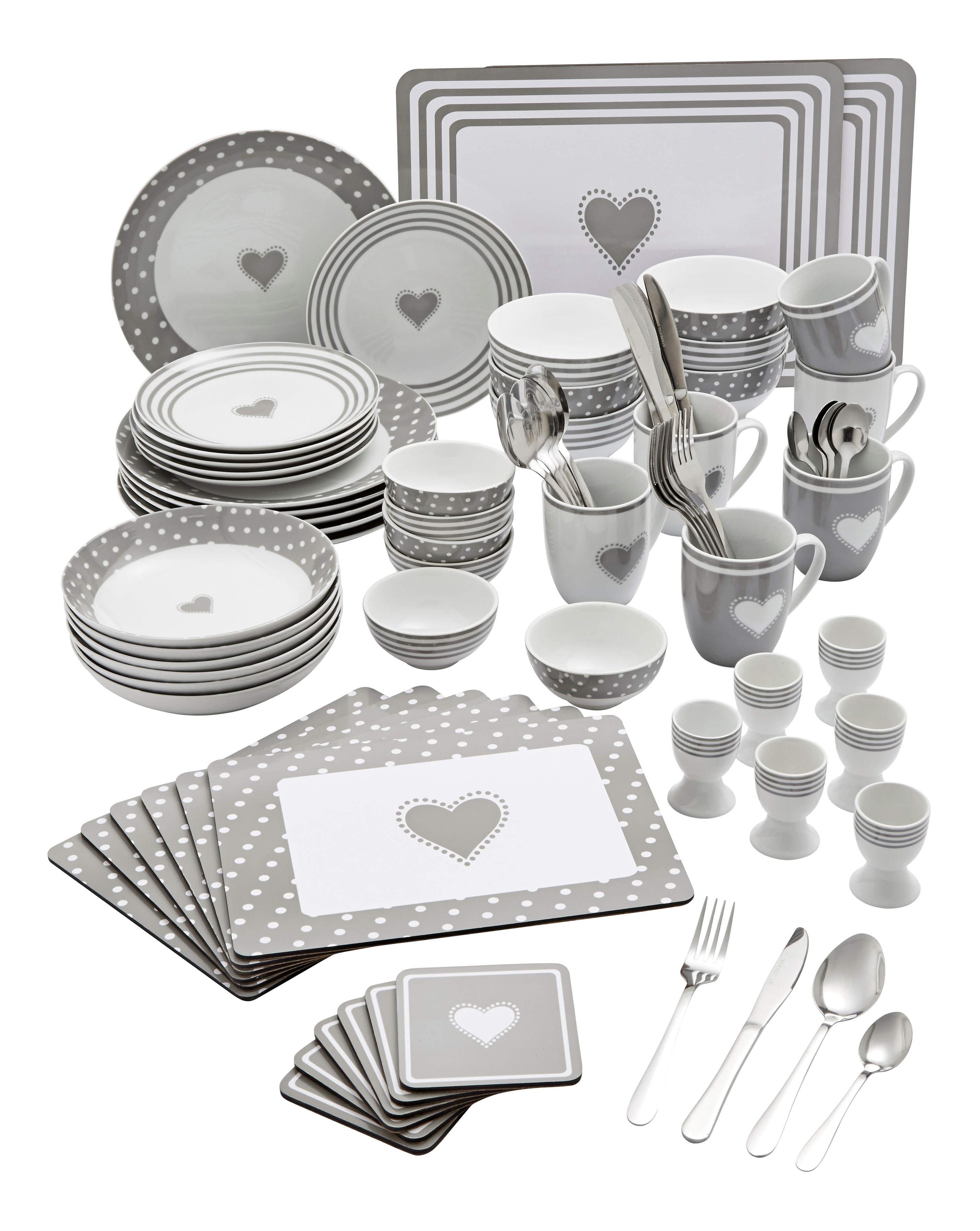 Grey heart dinner set hotsell