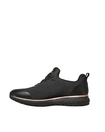 Skechers Black and Rose Gold Squad Work Wear Shoes