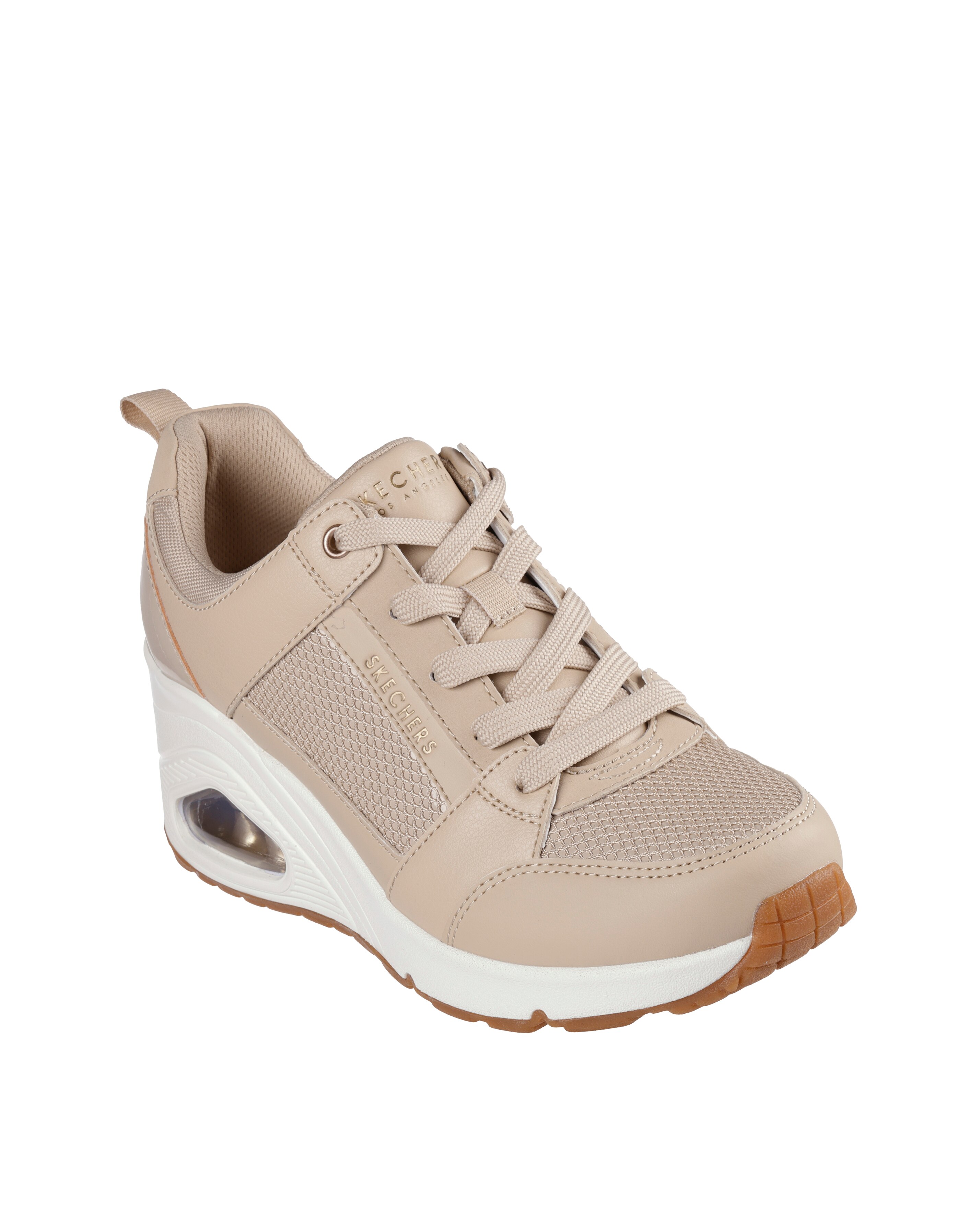 Skechers lace up sneakers beige on sale