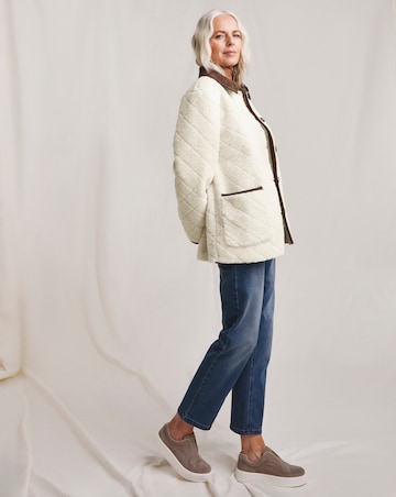 Julipa Cream Diamond Quilted Borg Jacket