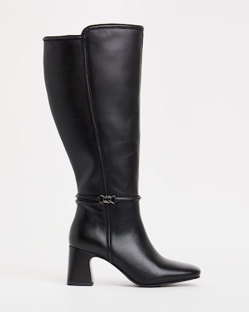 Lainey Leather Knee High Heeled Boots Extra Wide EEE Fit Super Curvy Calf