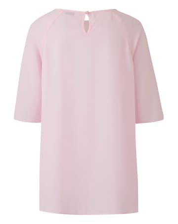 Pink Ruched Raglan Sleeve Top