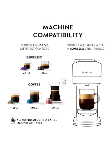 Nespresso 11710 Vertuo Next White Capsule Coffee Machine with Aeroccino Magimix