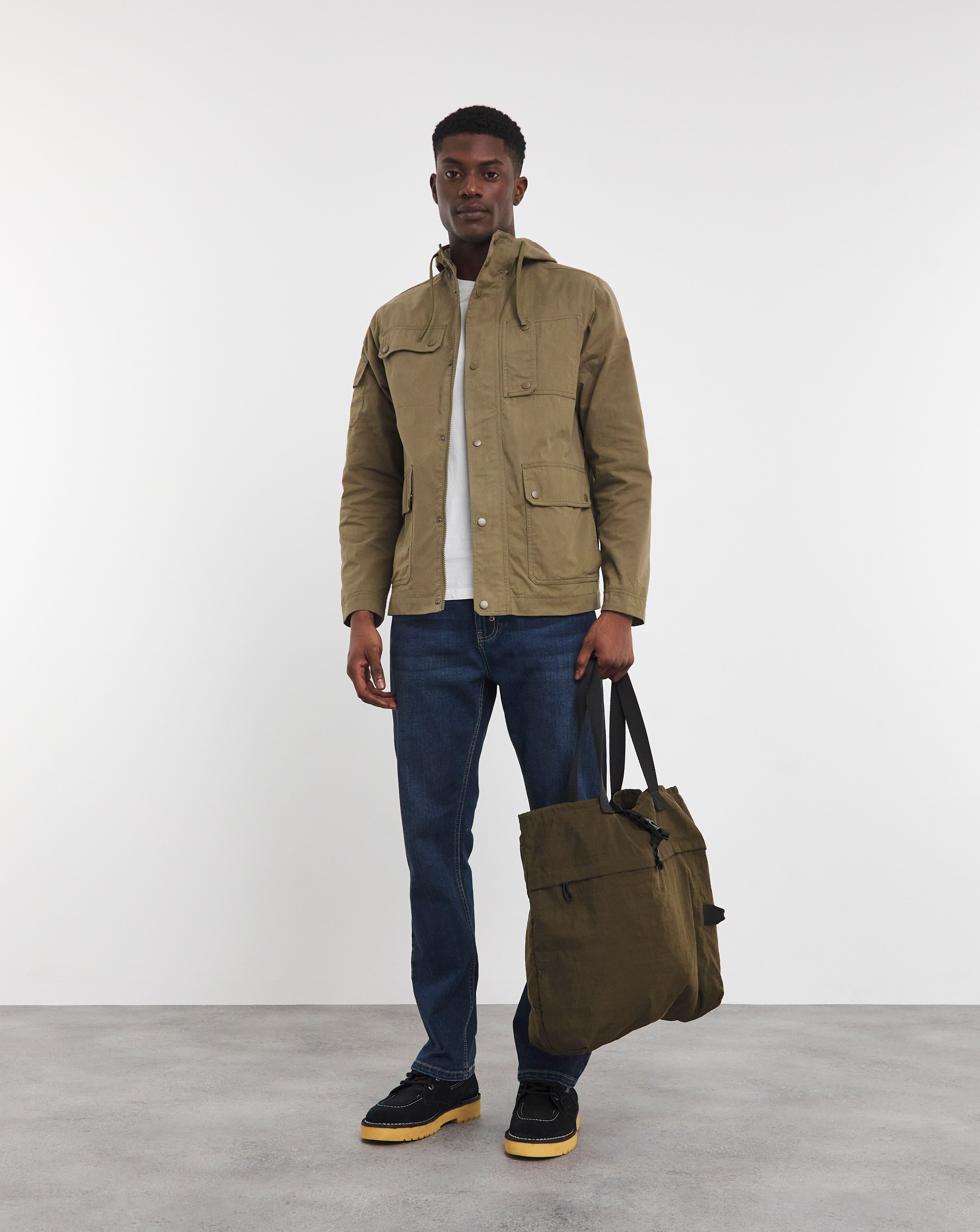 Khaki zip up jacket best sale