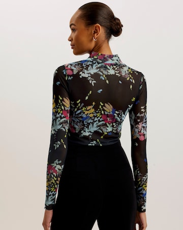 Ted Baker Printed Mesh Top With Sheer Back