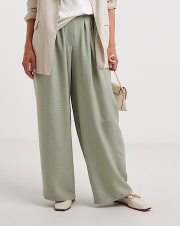 Soft Green Herringbone Wide Leg Trouser