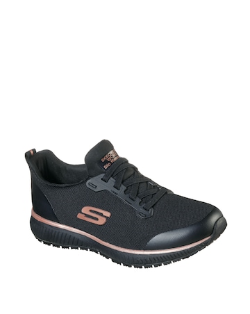 Skechers Black and Rose Gold Squad Work Wear Shoes