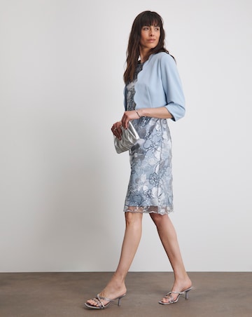 Joanna Hope Soft Blue Sequin Dress and Jacket