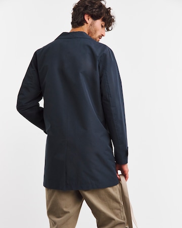 Navy Mac With Tab Cuff Detail