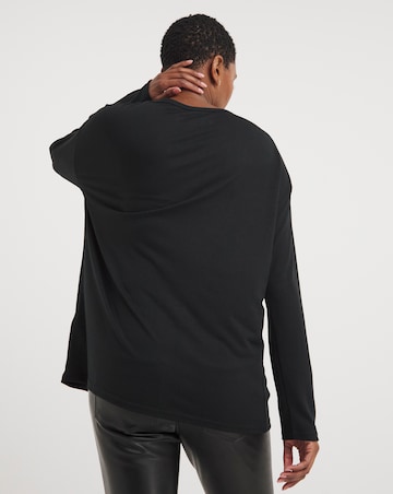 Black Cut Out Neck Long Sleeve Top