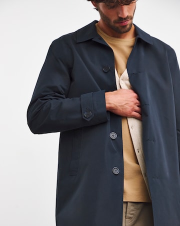 Navy Mac With Tab Cuff Detail