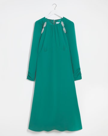 Joanna Hope Peacock Embellished Midi Dress