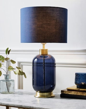 Glass and Satin Brass Base Table Lamp