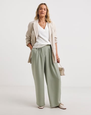 Soft Green Herringbone Wide Leg Trouser