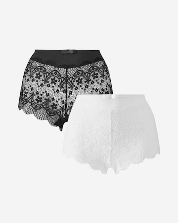 Pretty Secrets 2 Pack Lottie Lace Briefs - Black/White