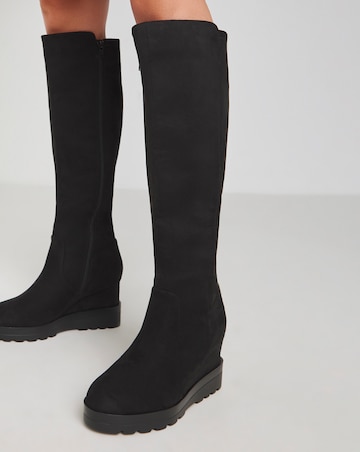 Leyner Stretch Wedge Knee High Boots Wide E Fit Super Curvy Calf