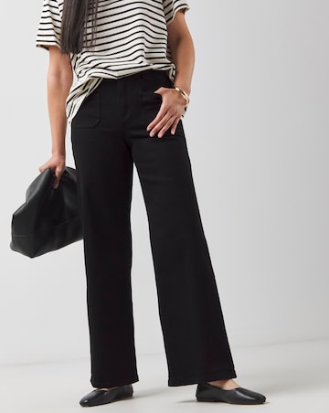 Black Pocket Front Wide Leg Jeans