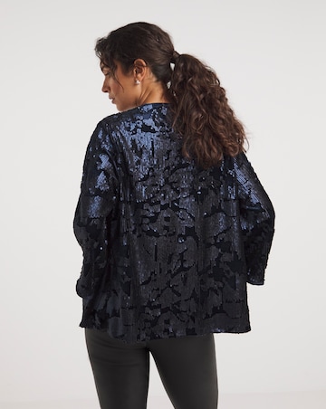 Navy Velvet Sequin Kimono