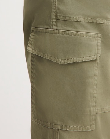 Soft Green Cotton Rich Tapered Utility Trousers with Stretch