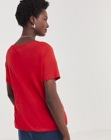 Red Short Sleeve Bubble Hem Top